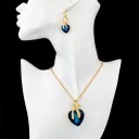 Vergulde ketting + oorbellen CRYSTAL HEART - Blauw 2