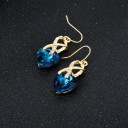 Vergulde ketting + oorbellen CRYSTAL HEART - Blauw 3