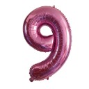 Verjaardagsballon roze met nummer 80 cm 10
