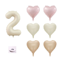 Verjaardagsballonnen set 81 cm nummer beige 6 stuks hart 46 cm roze beige bruin decoraties voor feest rol lint 4