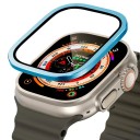 Verre pour Apple Ultra 2 49 mm verre trempé avec cadre en métal protection de l'écran coque anti-chocs contre les rayures pour Apple Watch 2