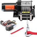 Verricello elettrico 12V con cavo in acciaio 1360 kg 28,5 × 10,5 × 10,2 cm verricello compatto nero per auto e movimentazione di carichi 1