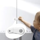 Verrou de sécurité pour enfants pour armoires Verrou avec bouton pour relier deux portes Fixation autocollante Plastique ABS 9,3 x 3,5 x 6