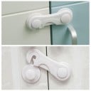 Verrou de sécurité pour meubles 5 pcs Verrou enfant autocollant pour portes de placards et tiroirs avec crochet Plastique ABS blanc Dimensions 9 x 3 2