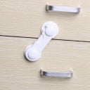 Verrou de sécurité pour meubles 5 pcs Verrou enfant autocollant pour portes de placards et tiroirs avec crochet Plastique ABS blanc Dimensions 9 x 3 4