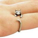 Verstellbare Größe Offener Damenring Maus Antik Silberfarbe Edelstahl Tierischer Schmuck für Tierliebhaber 1