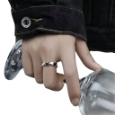 Verstellbare Größe Offener Wellenring in Silber Zinklegierung Trendy minimalistischer Damenring Modischer Schmuck 5