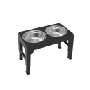 Verstellbarer erhöhter Futterständer für Schalen 44 x 24 x 8 cm Zwei Edelstahlschalen 20 x 6,6 cm Futterstation für Haustiere Bequemes Füttern 1