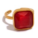 Verstellbarer Ring mit quadratischem Stein 15 mm, markante glatte Fassung, moderner minimalistischer Schmuck mit dominantem Dekor 5
