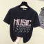 Verziertes Damen-T-Shirt mit Musikaufdruck 4