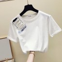 Verziertes Damen-T-Shirt mit Schlitzen B384 1