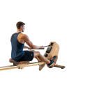 Veslařský trenažér magnetický posilovací stroj nosnost 160 kg dřevěná konstrukce 16 úrovní odporu světle žlutý 9