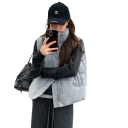 Vesta de iarnă pentru femei cu guler înalt și închidere cu fermoar Vesta călduroasă într-o singură culoare cu buzunare din bumbac și poliester Accesoriu stilat pentru zilele reci 4
