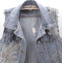 Vestă din denim pentru femei cu guler și detalii decorative 2