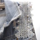 Vestă din denim pentru femei cu guler și detalii decorative 3