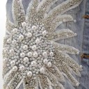 Vestă din denim pentru femei cu guler și detalii decorative 8