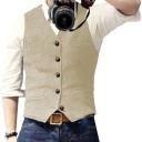 Vestă elegantă pentru bărbați cu buzunare și buzunar pe piept Vestă de ceremonie cu nasturi din Acril Bumbac Nylon Poliester Lână Vâscoză 8