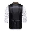 Vestă elegantă pentru bărbați cu lanț și buzunare Vestă uni cu guler și nasturi Vestă formală de ocazie POLIESTER SPANDEX 2