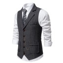 Vestă elegantă pentru bărbați cu lanț și buzunare Vestă uni cu guler și nasturi Vestă formală de ocazie POLIESTER SPANDEX 5
