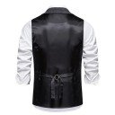 Vestă elegantă pentru bărbați cu lanț și buzunare Vestă uni cu guler și nasturi Vestă formală de ocazie POLIESTER SPANDEX 6