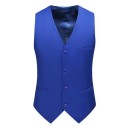 Vestă elegantă pentru bărbați cu nasturi, cu buzunare și buzunar pe piept Vestă de ocazie într-o singură culoare Diverse culori Stil formal Poliester 27
