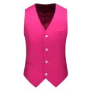 Vestă elegantă pentru bărbați cu nasturi, cu buzunare și buzunar pe piept Vestă de ocazie într-o singură culoare Diverse culori Stil formal Poliester 10