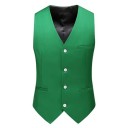 Vestă elegantă pentru bărbați cu nasturi, cu buzunare și buzunar pe piept Vestă de ocazie într-o singură culoare Diverse culori Stil formal Poliester 23