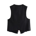Vestă elegantă pentru femei, simplă, cu decolteu în V, închidere cu șnur, vestă din poliester fără mâneci, disponibile în diverse culori 2
