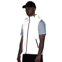 Vesta reflexiva masculina com fecho éclair e bolsos em poliéster cinza para corrida, ciclismo, caminhadas e atividades ao ar livre diárias 4