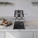 Vestavná Plynová Varná Deska 2 Hořáky Wok 2,4 kW Nerez Litinové Mřížky Automatické Zapalování Bezpečnostní Pojistka 29 x 50 cm NG i LPG 2