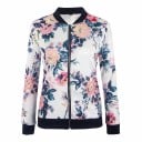 Veste bomber femme pour le printemps et l'automne avec imprimé floral Fermeture éclair Col montant Coupe ajustée Polyester et spandex 13