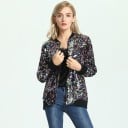 Veste bomber printemps femme avec paillettes colorées Surface scintillante sur toute la surface Bords côtelés noirs Fermeture éclair Polyester 2