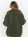 Veste chaude en peluche pour femmes avec fermeture éclair et large col Coupe ample avec épaules tombantes Deux grandes poches avant 19
