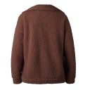 Veste chaude en peluche pour femmes avec fermeture éclair et large col Coupe ample avec épaules tombantes Deux grandes poches avant 26