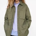Veste chemise femme Coupe longue et ample Deux poches poitrine Fentes latérales Ourlet arrondi En polyester et coton 4