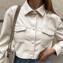 Veste courte en simili cuir pour femme 5
