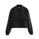 Veste courte femme à manches longues Manteau élégant avec grandes poches Vêtements d’extérieur légers pour le printemps et l’automne Style 2