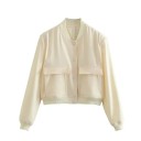 Veste courte femme à manches longues Manteau élégant avec grandes poches Vêtements d’extérieur légers pour le printemps et l’automne Style urbain à la mode 5