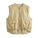 Veste courte pour femmes avec zip et poches sans manches en polyester coupe ample pour un usage quotidien et les loisirs 2