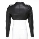 Veste crop top en simili cuir pour femme 4