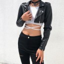 Veste crop top en simili cuir pour femme 5