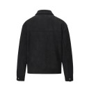 Veste d'automne en suède pour homme avec fermeture éclair métallique, col chemise et quatre poches avant, coupe droite courte 2