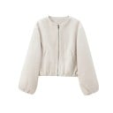 Veste d’automne femme avec fermeture éclair Coupe ample Manches longues à volants Poches avant Style urbain simple Manteau élégant pour temps 5