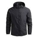 Veste d’extérieur pour homme avec capuche Coupe-vent imperméable avec fermeture éclair et poches Veste de randonnée légère pour les loisirs Veste de sport pour la nature 2
