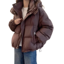 Veste d'hiver en coton pour femmes Veste chaude avec capuche Col montant Fermeture éclair et boutons pratiques Poches pratiques Vêtements d'hiver confortables 8