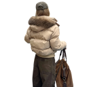 Veste d'hiver en coton pour femmes Veste chaude avec capuche en fourrure Col montant Fermeture éclair et boutons Poches pratiques pour l'hiver 5