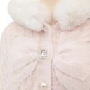Veste d'hiver en peluche pour femmes Taille universelle Veste chaude avec capuche Fermeture à boutons Détails décoratifs Veste en polyester doux 5