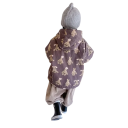 Veste d'hiver pour enfants avec capuche Fermeture à boutons Poches Veste en coton chaude avec motifs de lapins Manteau d'hiver 2