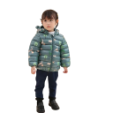 Veste d'hiver pour enfants avec capuche Fermeture éclair et boutons en pression Manteau en polyester chaud avec des images 4
