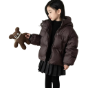 Veste d'hiver pour enfants avec capuche Fermeture éclair et boutons-pression Col montant Veste chaude en coton-polyester avec poches Coupe d'hiver confortable 5